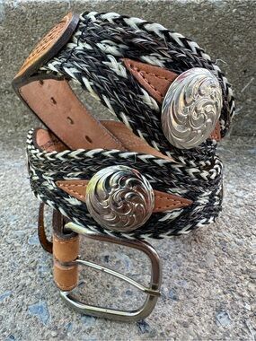 Vintage Circle Y Horsehair Concho Belt Size 38 Handmade Western USA Texas